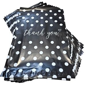 Black and White Polka Dot "Thank You" Poly Mailers, 10" x 13", 25 Count